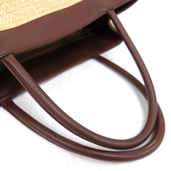 Authentic CHANEL Raffia Tote Summer Shoulder Bag Straw Beige Brown - Picture 14 of 16